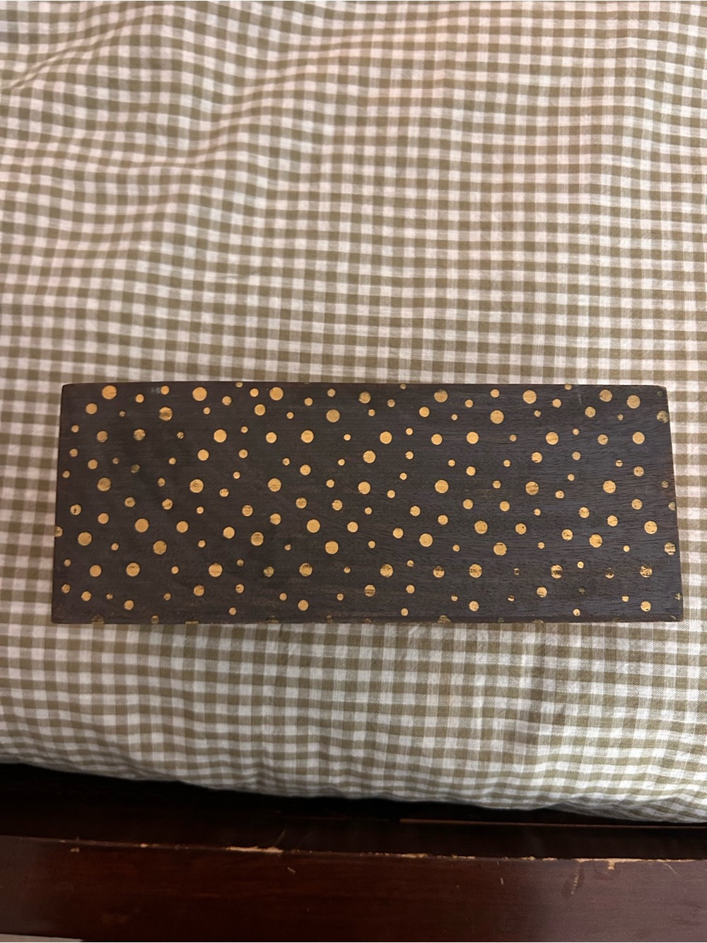 Brown and Gold Polka Dot 3 divider pencil holder container